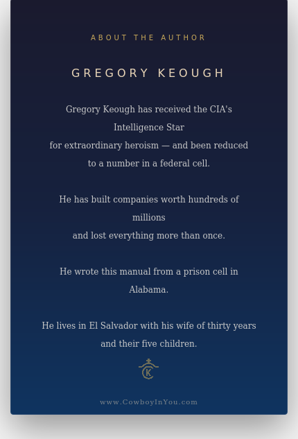 Gregory Keough, author of The Cowboy In You and recipient of the CIA Intelligence Star